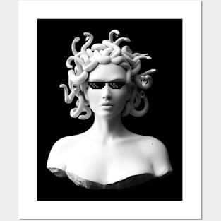 Greek Mythology Medusa Creature with Funny Deal with it Glasses Posters and Art